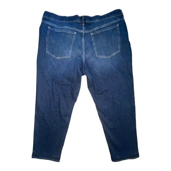 Old Navy Dark Wash Maternity Blue Jean Straight Leg Front Low Panel 20 Long NWOT - Picture 4 of 6